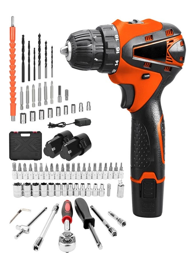 ام ال دي مثقاب لاسلكي بدون فرشاة 12 فولت ليثيوم أيون من MLD مقاس 10 مم للاستخدام المنزلي، مع 70 قطعة من الملحقات الإضافية ومجموعة مفاتيح ربط ومفك براغي JR-620 (12 فولت / 1350 دورة في الدقيقة / 70 قطعة ملحقات / متعدد الألوان) - Image 1